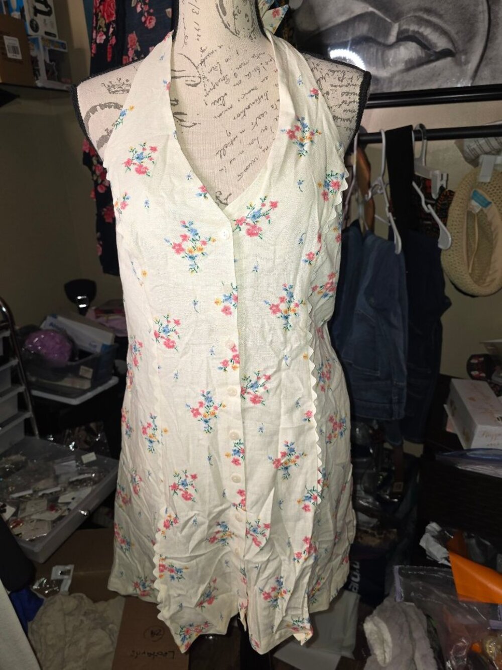 Floral Halter Neck Dress By Universal Thread Small Beige With Multicolor Floral